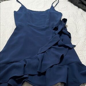 Elegant Navy Blue Ruffle Dress